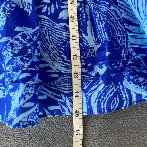 Vtg 80s 90s Two Potato Laguna Beach Midi Tiered Muumuu Dress M Cotton Blue NOS - Picture 14 of 16